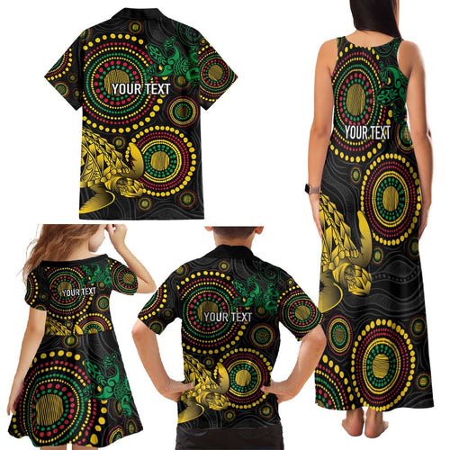 Vanuatu Personalized Aboriginal Arts Family Matching Tank Maxi Dress and Hawaiian Shirt Turtle and Iguana Special - Aussie Hoodie