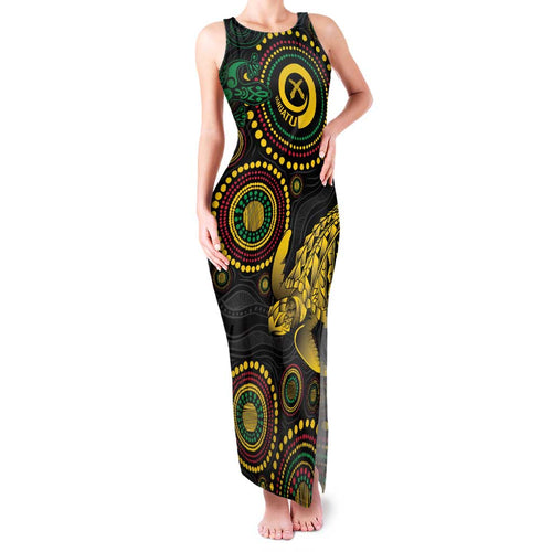 Vanuatu Personalized Aboriginal Arts Family Matching Tank Maxi Dress and Hawaiian Shirt Turtle and Iguana Special - Aussie Hoodie