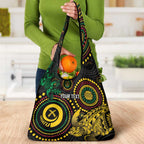 Vanuatu Personalized Aboriginal Arts Grocery Bag Turtle and Iguana Special - Aussie Hoodie