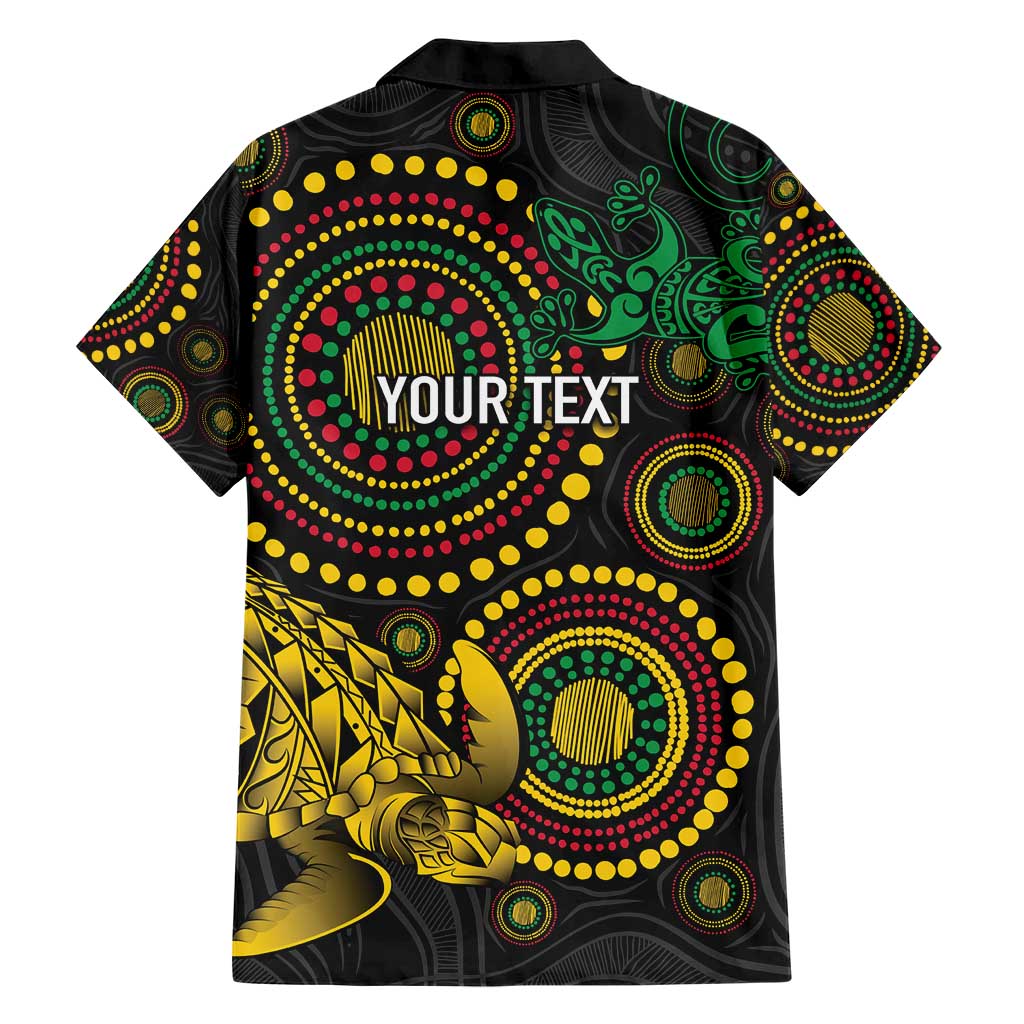 Vanuatu Personalized Aboriginal Arts Hawaiian Shirt Turtle and Iguana Special - Aussie Hoodie