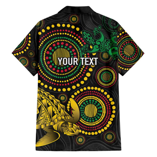 Vanuatu Personalized Aboriginal Arts Hawaiian Shirt Turtle and Iguana Special - Aussie Hoodie