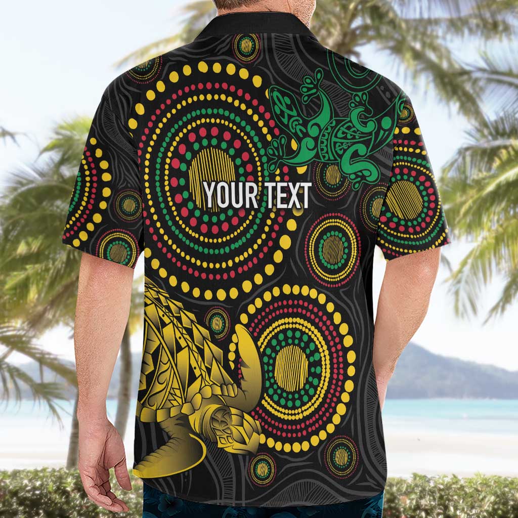 Vanuatu Personalized Aboriginal Arts Hawaiian Shirt Turtle and Iguana Special - Aussie Hoodie