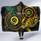 Vanuatu Personalized Aboriginal Arts Hooded Blanket Turtle and Iguana Special - Aussie Hoodie