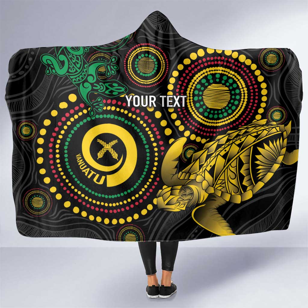 Vanuatu Personalized Aboriginal Arts Hooded Blanket Turtle and Iguana Special - Aussie Hoodie
