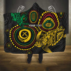 Vanuatu Personalized Aboriginal Arts Hooded Blanket Turtle and Iguana Special - Aussie Hoodie
