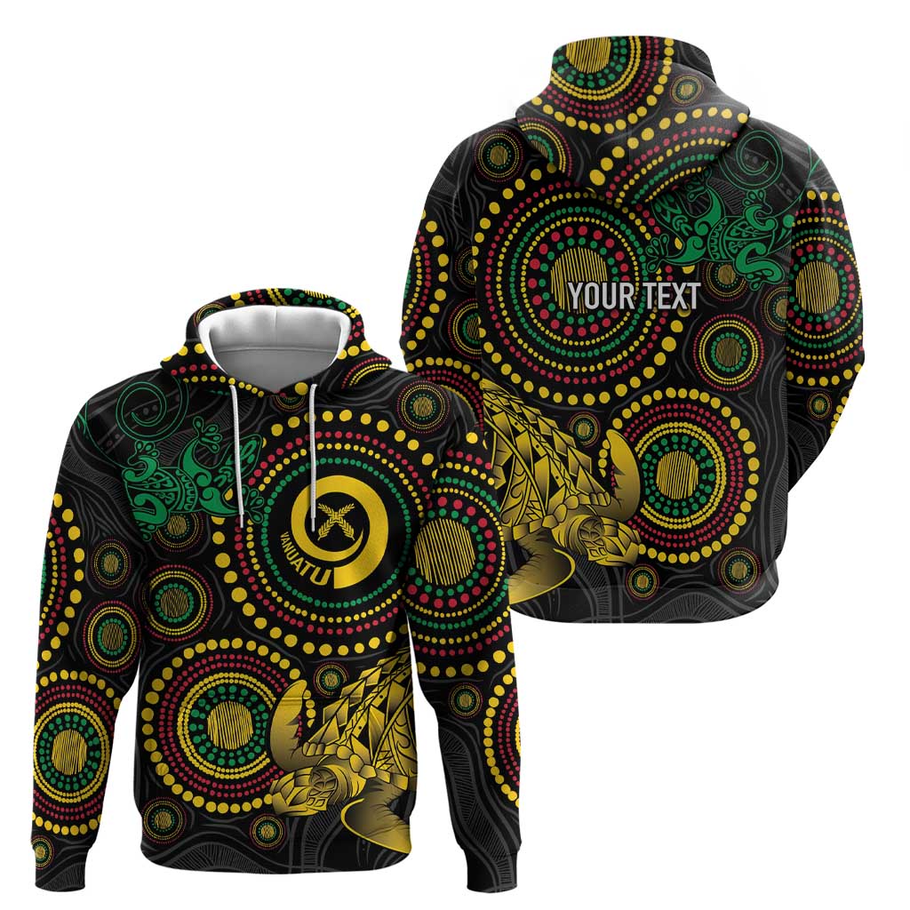 Vanuatu Personalized Aboriginal Arts Hoodie Turtle and Iguana Special - Aussie Hoodie