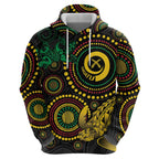 Vanuatu Personalized Aboriginal Arts Hoodie Turtle and Iguana Special - Aussie Hoodie