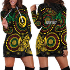 Vanuatu Personalized Aboriginal Arts Hoodie Dress Turtle and Iguana Special - Aussie Hoodie