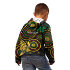 Vanuatu Personalized Aboriginal Arts Kid Hoodie Turtle and Iguana Special - Aussie Hoodie