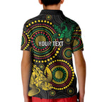 Vanuatu Personalized Aboriginal Arts Kid Polo Shirt Turtle and Iguana Special - Aussie Hoodie