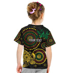 Vanuatu Personalized Aboriginal Arts Kid T Shirt Turtle and Iguana Special - Aussie Hoodie