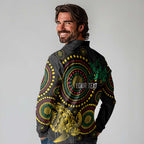 Vanuatu Personalized Aboriginal Arts Long Sleeve Polo Shirt Turtle and Iguana Special - Aussie Hoodie