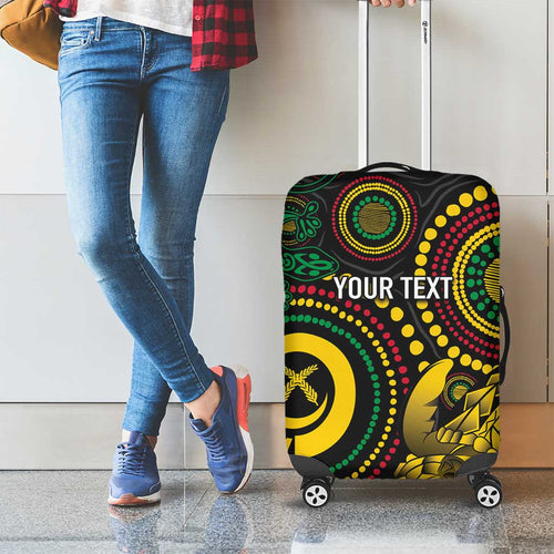 Vanuatu Personalized Aboriginal Arts Luggage Cover Turtle and Iguana Special - Aussie Hoodie