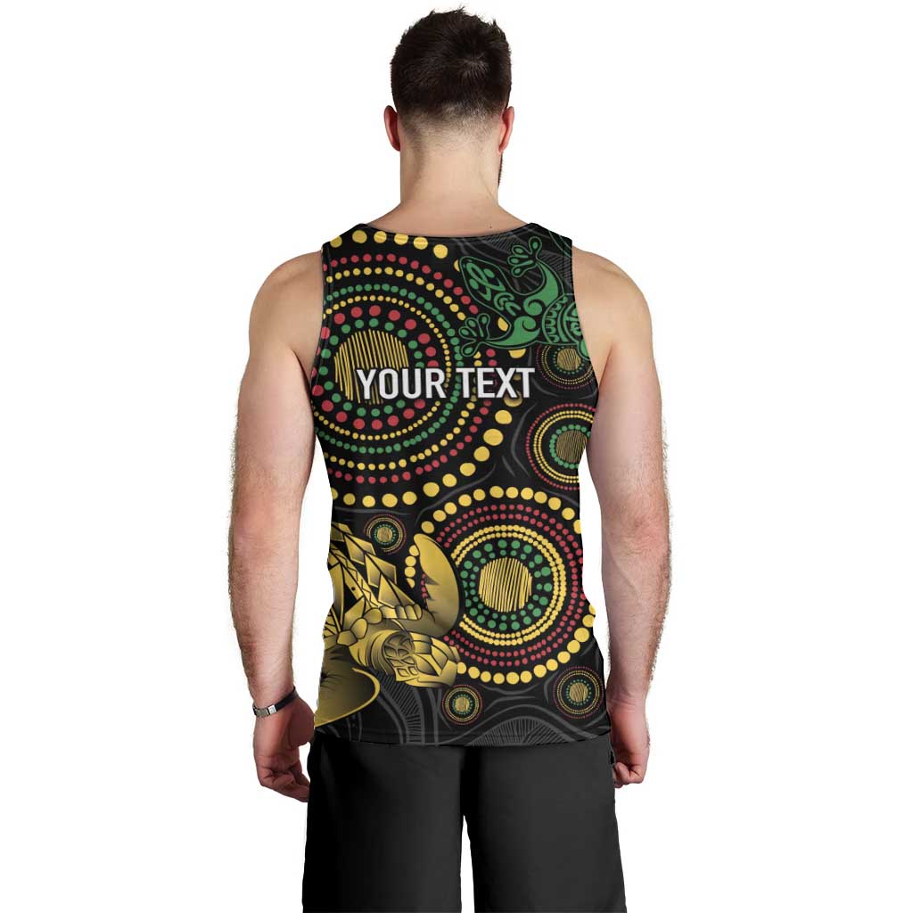 Vanuatu Personalized Aboriginal Arts Men Tank Top Turtle and Iguana Special - Aussie Hoodie