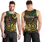 Vanuatu Personalized Aboriginal Arts Men Tank Top Turtle and Iguana Special - Aussie Hoodie
