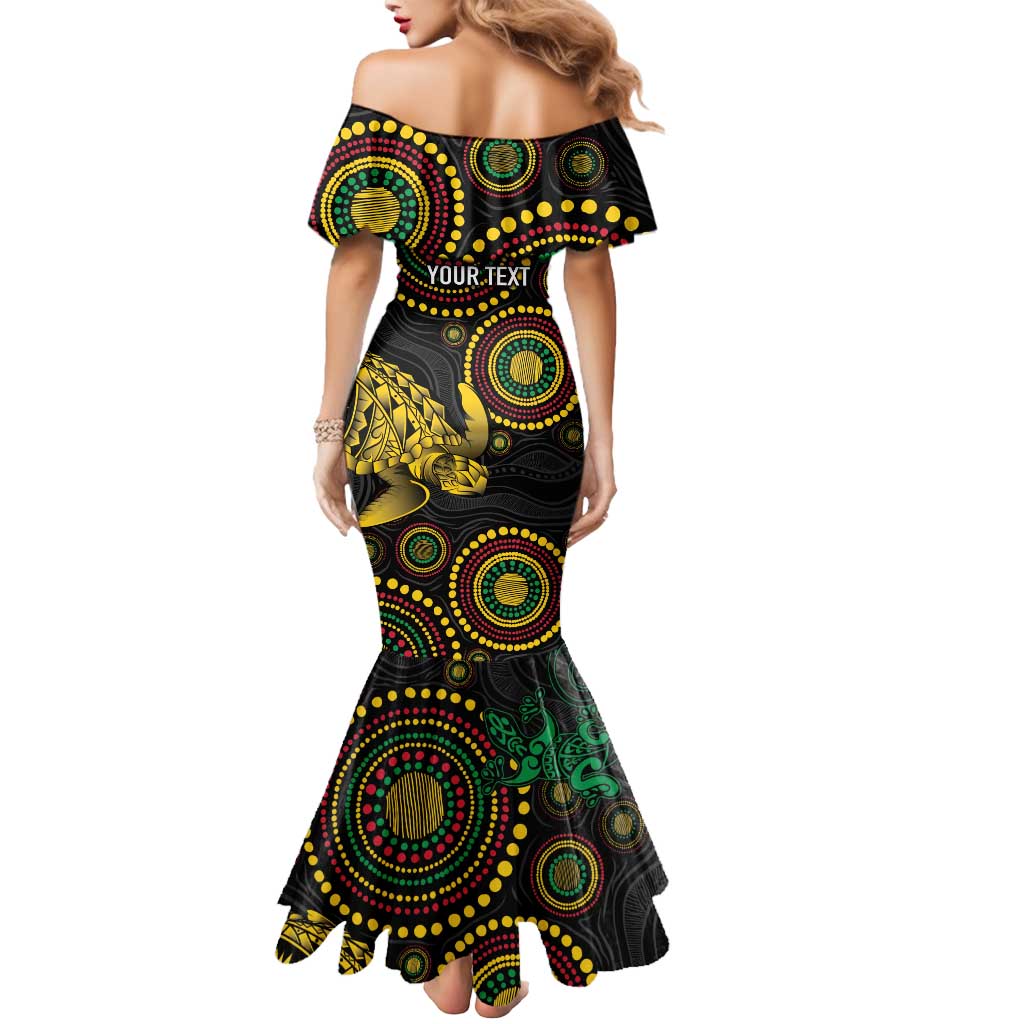 Vanuatu Personalized Aboriginal Arts Mermaid Dress Turtle and Iguana Special - Aussie Hoodie