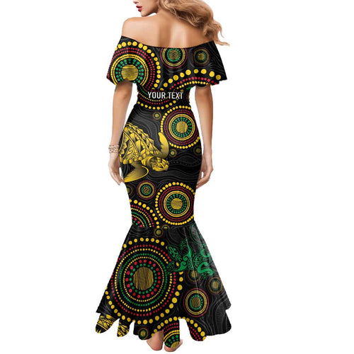 Vanuatu Personalized Aboriginal Arts Mermaid Dress Turtle and Iguana Special - Aussie Hoodie