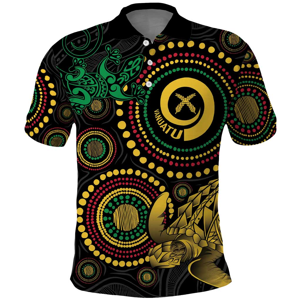 Vanuatu Personalized Aboriginal Arts Polo Shirt Turtle and Iguana Special - Aussie Hoodie