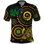 Vanuatu Personalized Aboriginal Arts Polo Shirt Turtle and Iguana Special - Aussie Hoodie