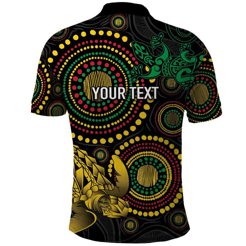 Vanuatu Personalized Aboriginal Arts Polo Shirt Turtle and Iguana Special - Aussie Hoodie