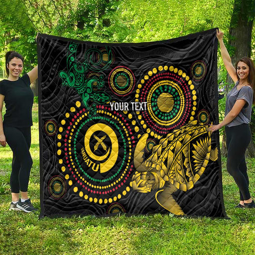 Vanuatu Personalized Aboriginal Arts Quilt Turtle and Iguana Special - Aussie Hoodie