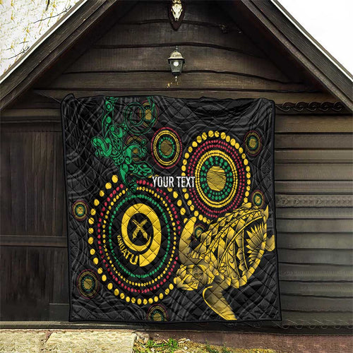 Vanuatu Personalized Aboriginal Arts Quilt Turtle and Iguana Special - Aussie Hoodie