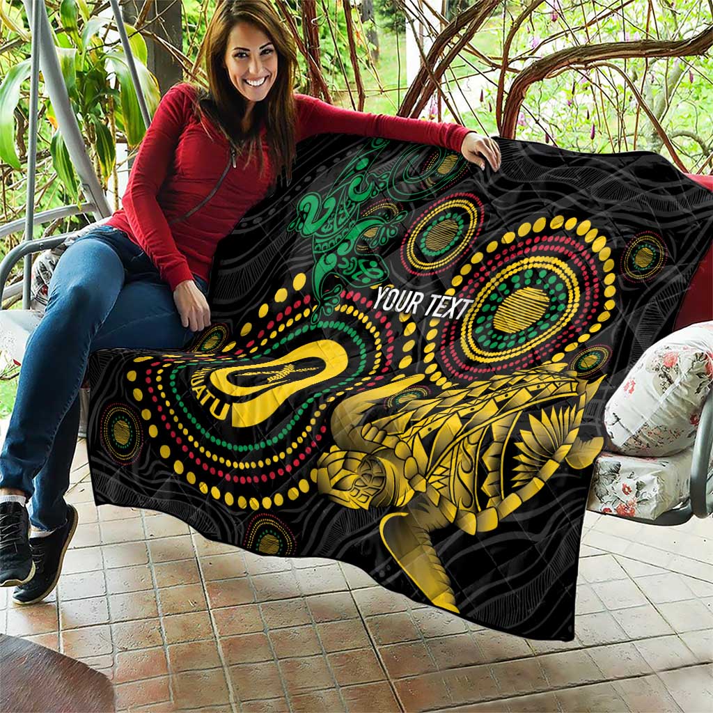 Vanuatu Personalized Aboriginal Arts Quilt Turtle and Iguana Special - Aussie Hoodie