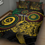 Vanuatu Personalized Aboriginal Arts Quilt Bed Set Turtle and Iguana Special - Aussie Hoodie