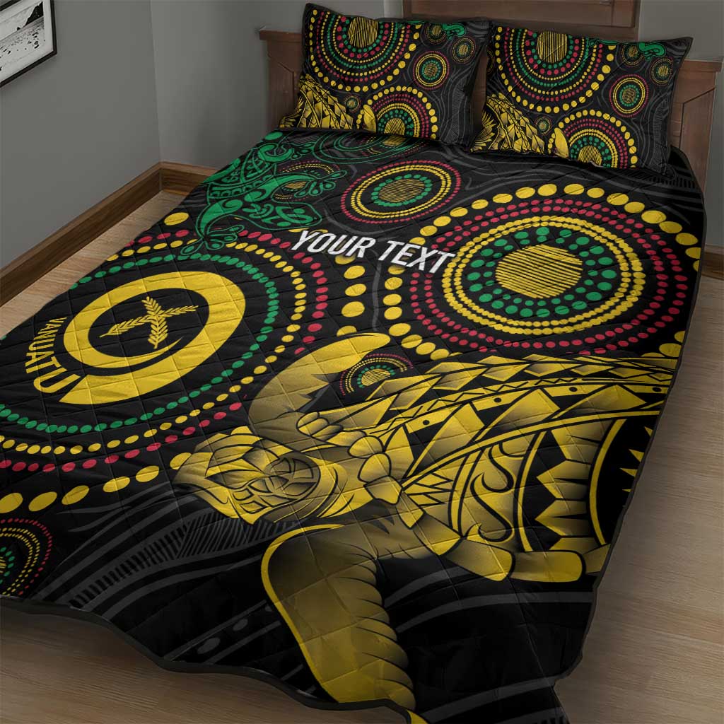 Vanuatu Personalized Aboriginal Arts Quilt Bed Set Turtle and Iguana Special - Aussie Hoodie
