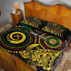 Vanuatu Personalized Aboriginal Arts Quilt Bed Set Turtle and Iguana Special - Aussie Hoodie