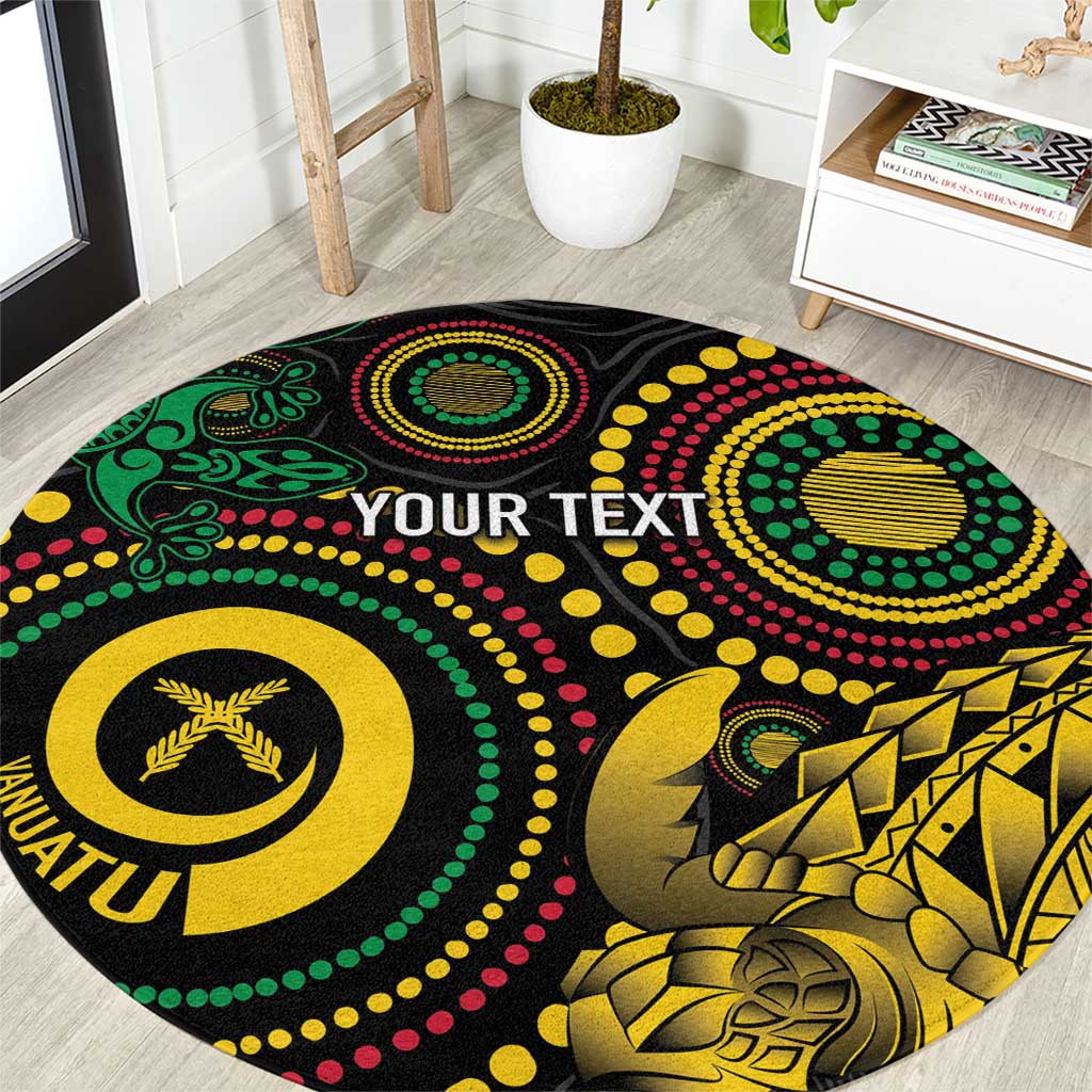Vanuatu Personalized Aboriginal Arts Round Carpet Turtle and Iguana Special - Aussie Hoodie