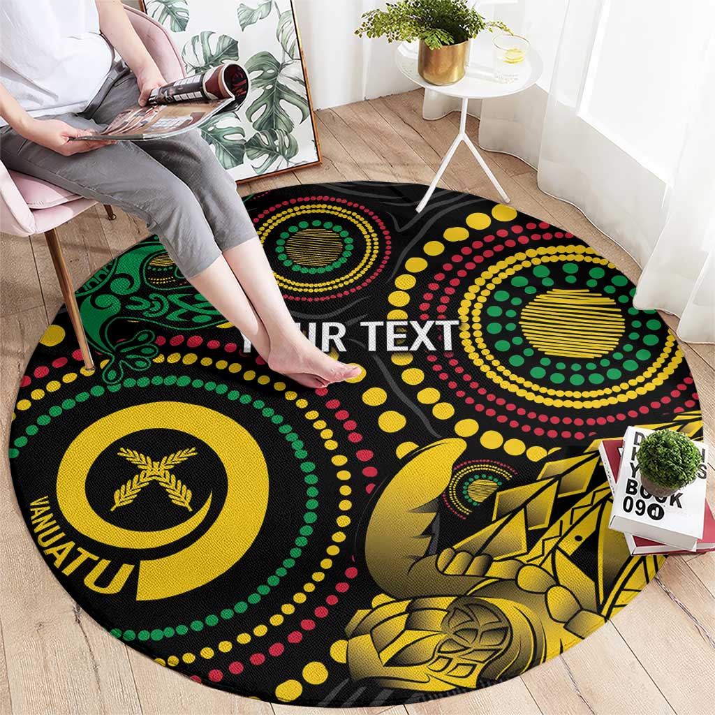 Vanuatu Personalized Aboriginal Arts Round Carpet Turtle and Iguana Special - Aussie Hoodie