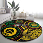 Vanuatu Personalized Aboriginal Arts Round Carpet Turtle and Iguana Special - Aussie Hoodie