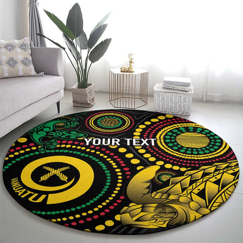 Vanuatu Personalized Aboriginal Arts Round Carpet Turtle and Iguana Special - Aussie Hoodie