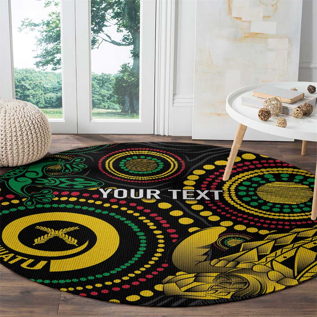 Vanuatu Personalized Aboriginal Arts Round Carpet Turtle and Iguana Special - Aussie Hoodie