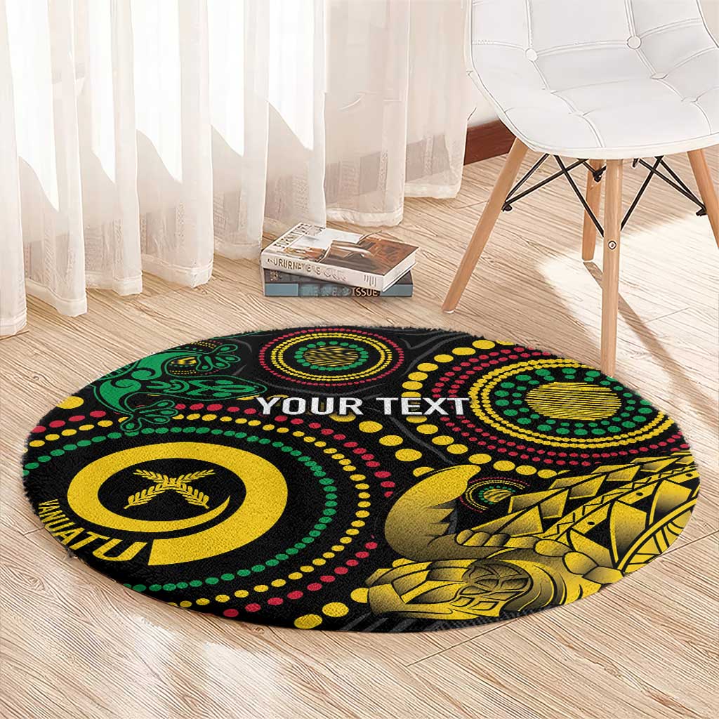 Vanuatu Personalized Aboriginal Arts Round Carpet Turtle and Iguana Special - Aussie Hoodie