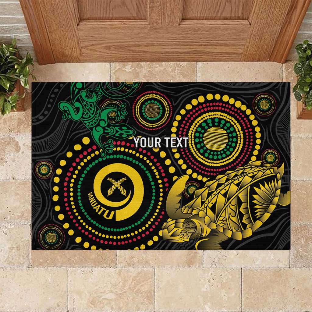 Vanuatu Personalized Aboriginal Arts Rubber Doormat Turtle and Iguana Special - Aussie Hoodie