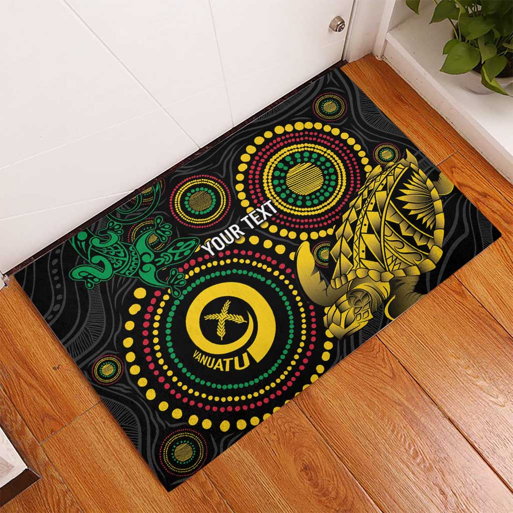 Vanuatu Personalized Aboriginal Arts Rubber Doormat Turtle and Iguana Special - Aussie Hoodie