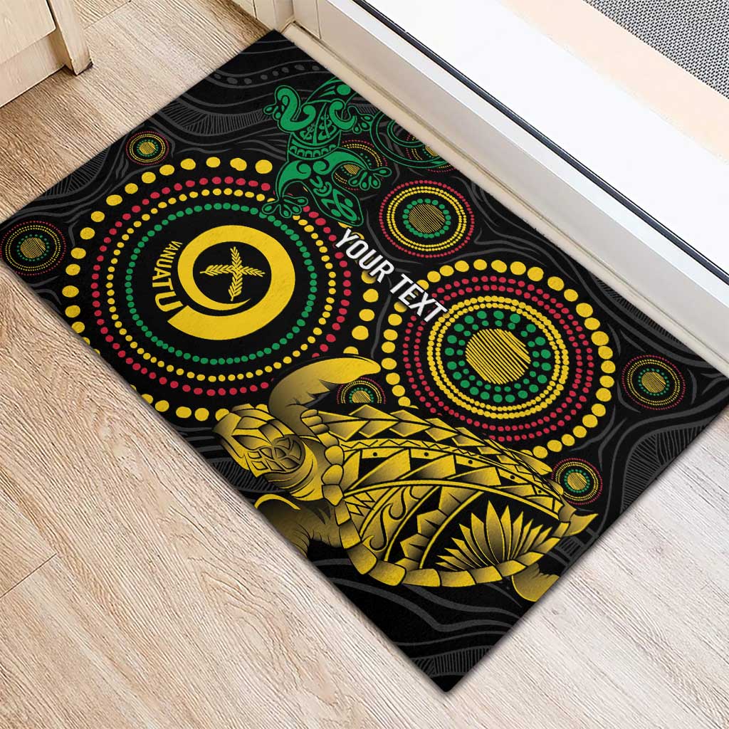 Vanuatu Personalized Aboriginal Arts Rubber Doormat Turtle and Iguana Special - Aussie Hoodie