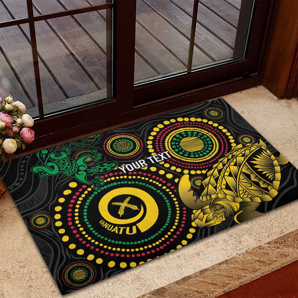 Vanuatu Personalized Aboriginal Arts Rubber Doormat Turtle and Iguana Special - Aussie Hoodie