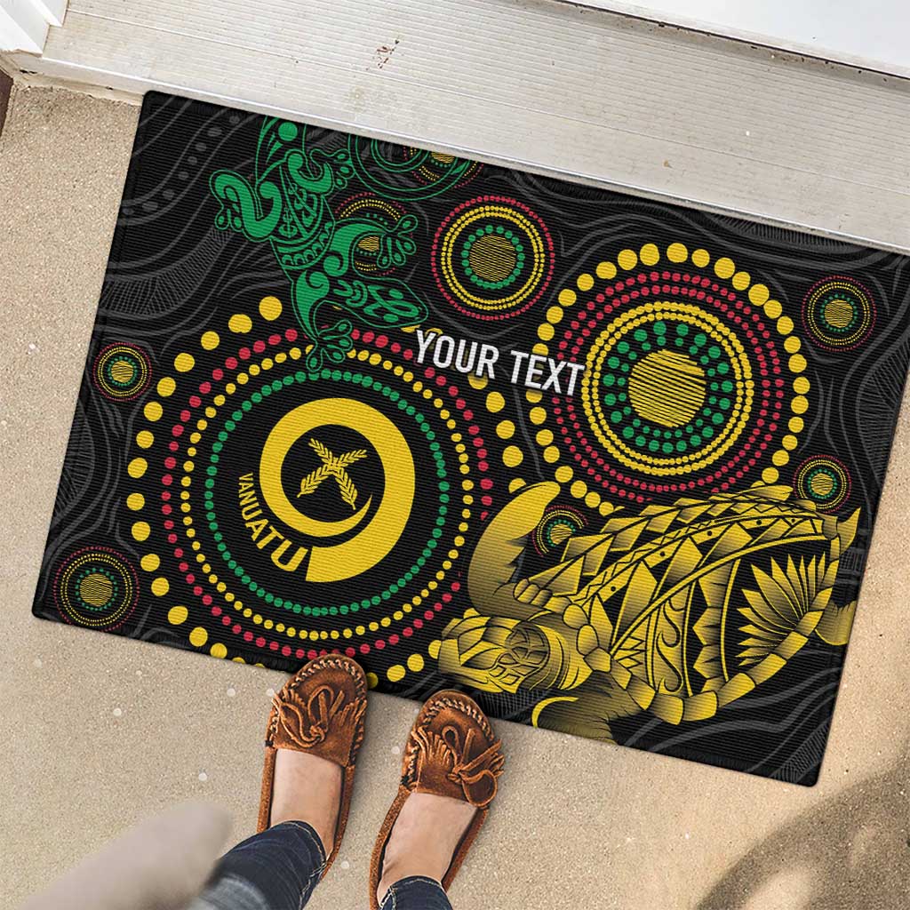 Vanuatu Personalized Aboriginal Arts Rubber Doormat Turtle and Iguana Special - Aussie Hoodie