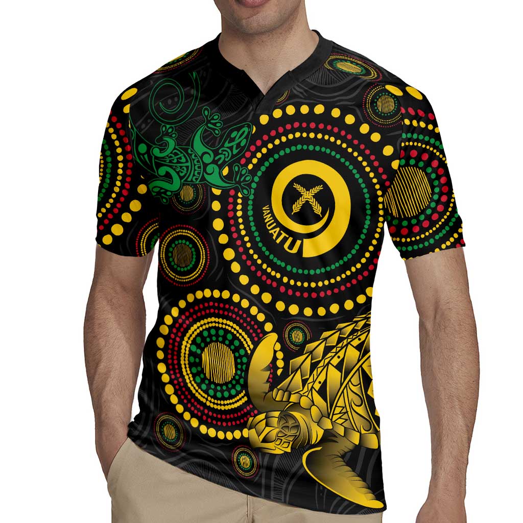 Vanuatu Personalized Aboriginal Arts Rugby Jersey Turtle and Iguana Special - Aussie Hoodie