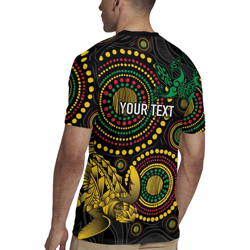 Vanuatu Personalized Aboriginal Arts Rugby Jersey Turtle and Iguana Special - Aussie Hoodie