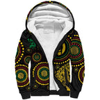Vanuatu Personalized Aboriginal Arts Sherpa Hoodie Turtle and Iguana Special - Aussie Hoodie