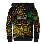 Vanuatu Personalized Aboriginal Arts Sherpa Hoodie Turtle and Iguana Special - Aussie Hoodie