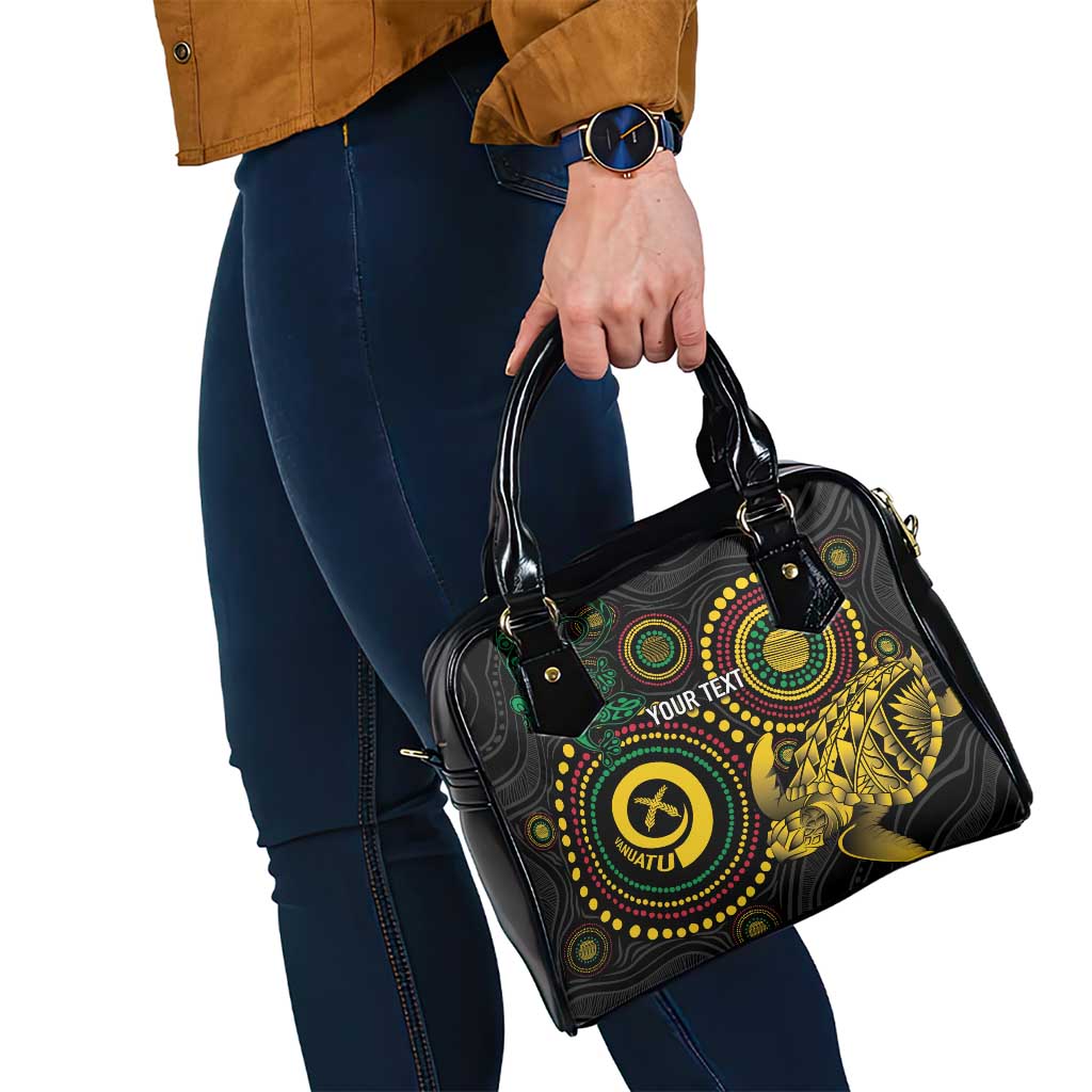 Vanuatu Personalized Aboriginal Arts Shoulder Handbag Turtle and Iguana Special - Aussie Hoodie