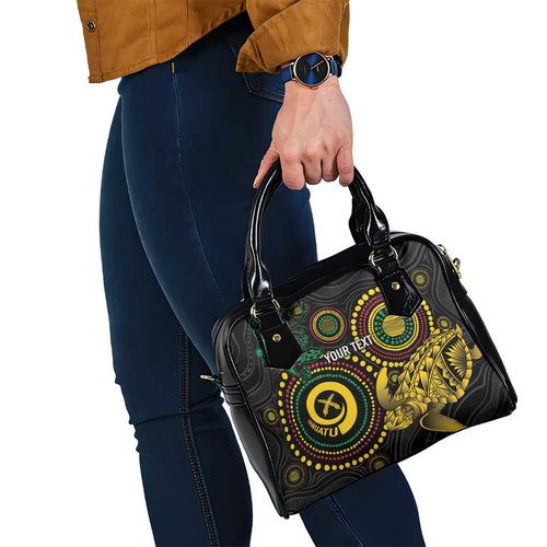 Vanuatu Personalized Aboriginal Arts Shoulder Handbag Turtle and Iguana Special - Aussie Hoodie