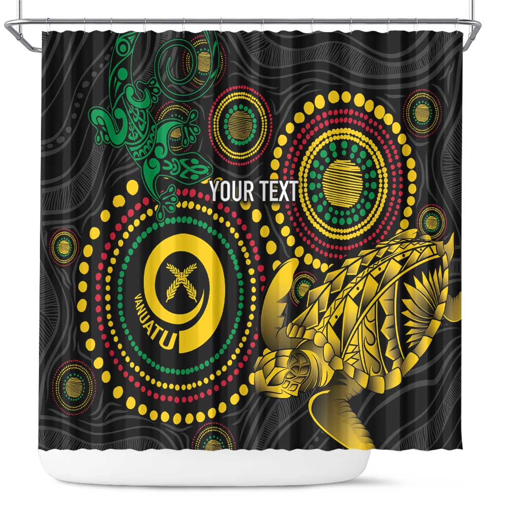 Vanuatu Personalized Aboriginal Arts Shower Curtain Turtle and Iguana Special - Aussie Hoodie