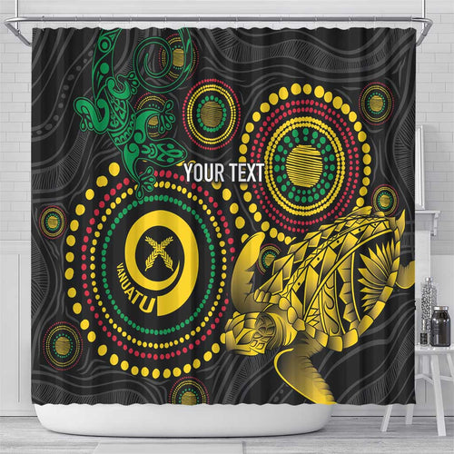 Vanuatu Personalized Aboriginal Arts Shower Curtain Turtle and Iguana Special - Aussie Hoodie