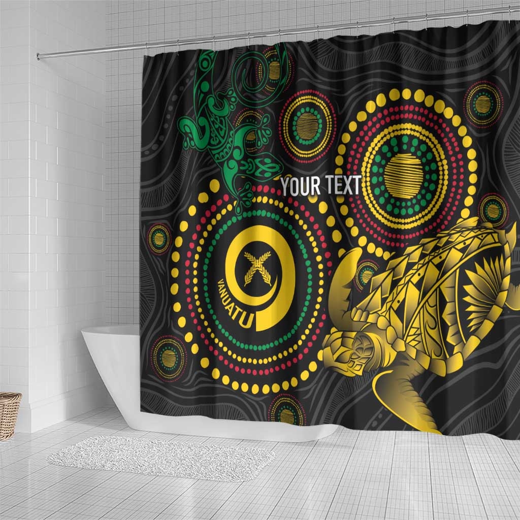 Vanuatu Personalized Aboriginal Arts Shower Curtain Turtle and Iguana Special - Aussie Hoodie